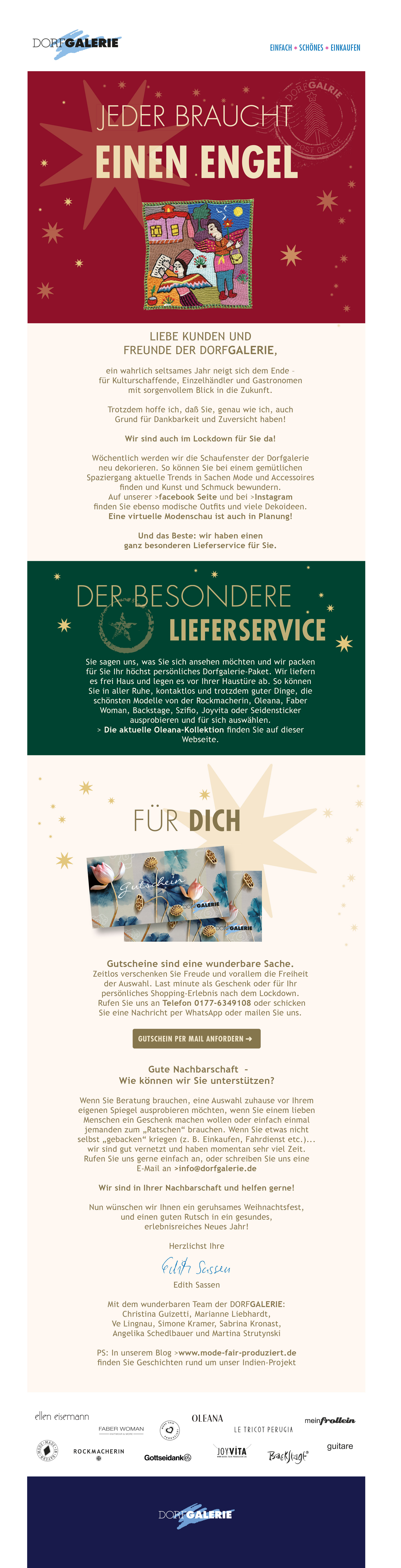 Newsletter Weihnachten für die Dorfgalerie Planegg