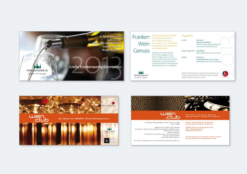Gestaltung Einladungskarten Weinverkostungen Frankenwein