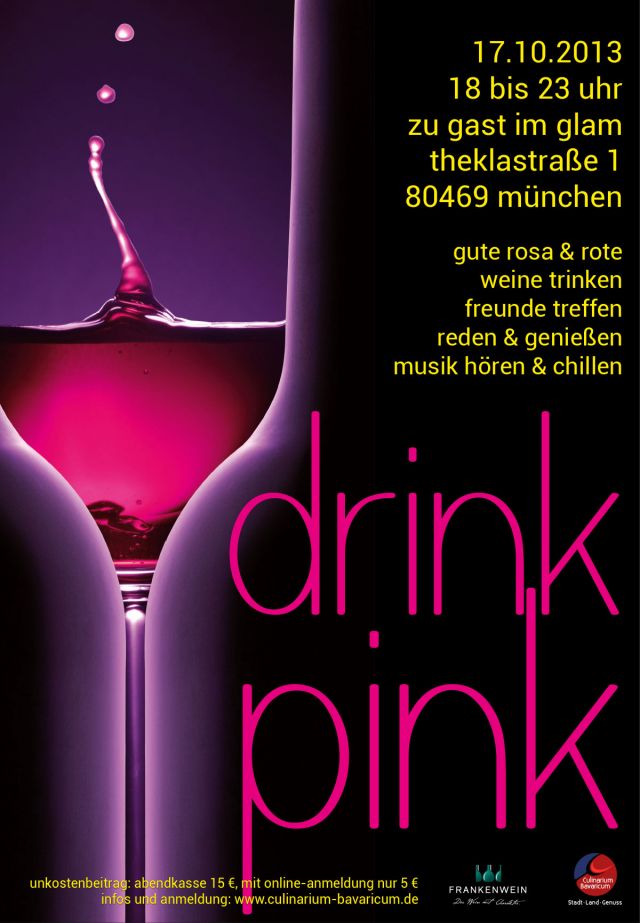 Plakatgestaltung Weinverkostung DrinkPink