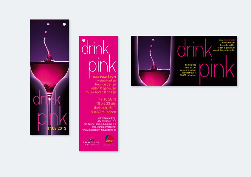 Gestaltung Weinverkostung "drink pink" Lesezeichen