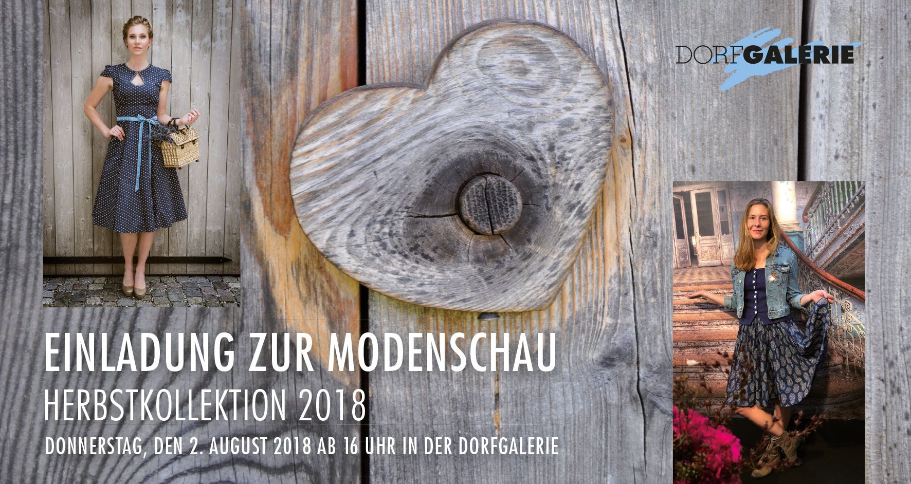 Postkartendesign Dorfgalerie Modenschau